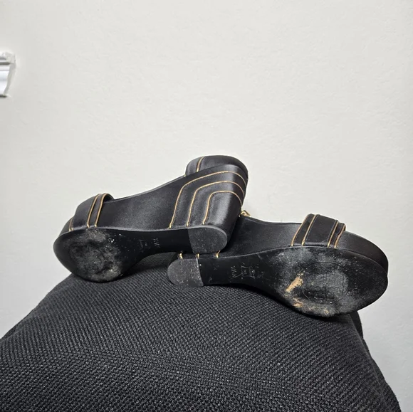 Tory Burch Black and Gold Wedges - Picture 5 of 5